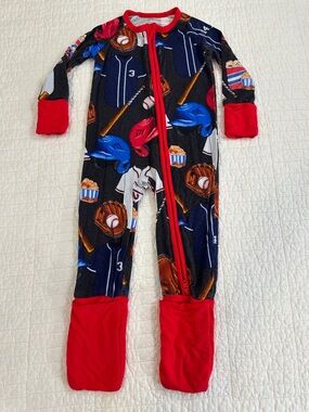Neverland Bamboo 3-6 mo baby Baseball Theme One-Piece Pajamas
